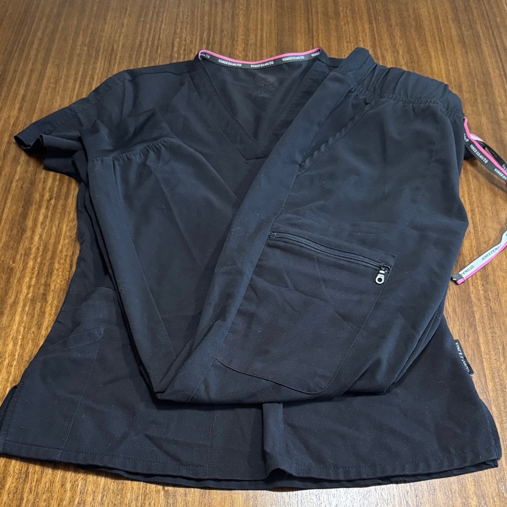 Black V-Neck Scrub Top and Joggers Set